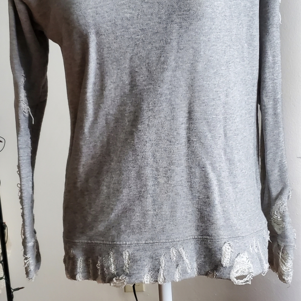 MOTHER Grey Distressed Sweatshirt - Picture 5 of 16